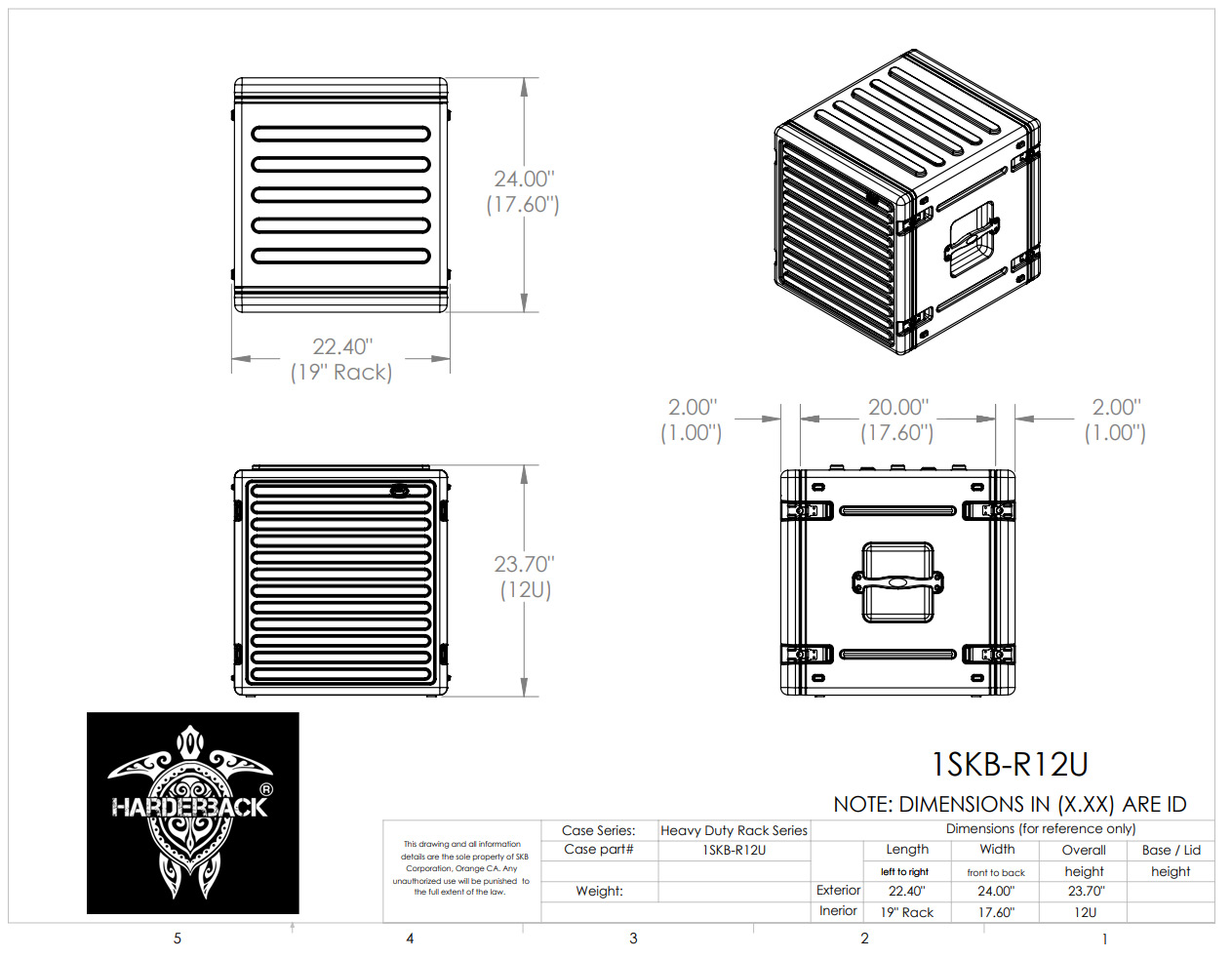 Características del Estuche de Rack 1SKB-R12U Rack Cases Harderback® 12U rSeries Rack